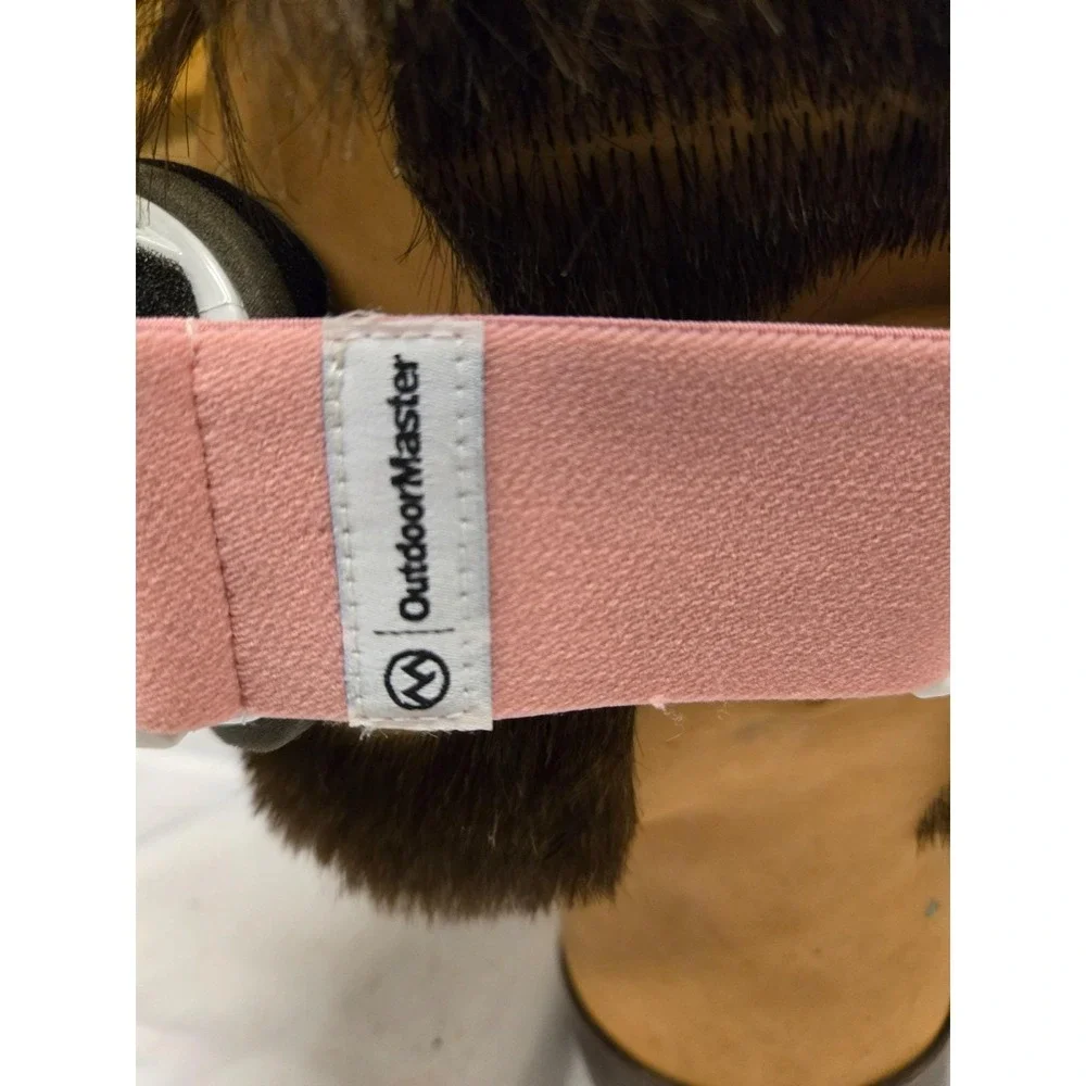 OutdoorMaster Ski Snowboard Goggles White Frame Pink Adjustable Strap Pink Lens